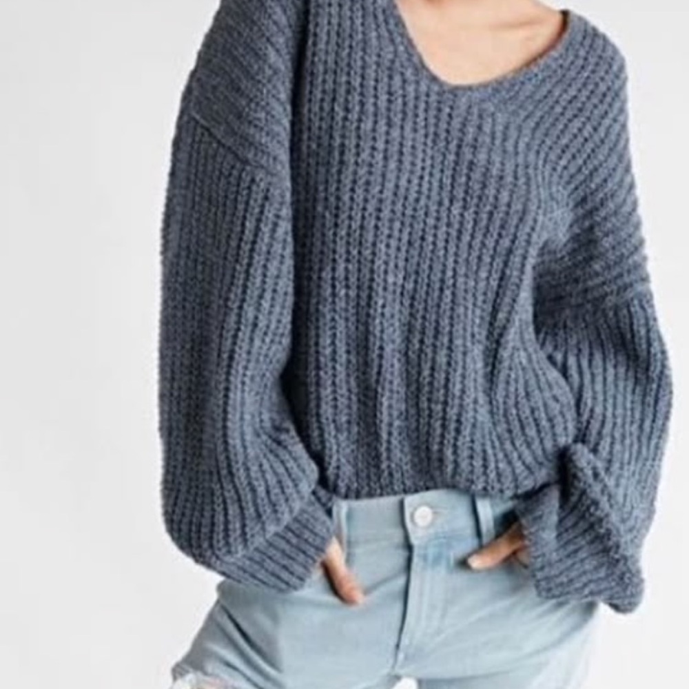 Express V-Neck Blue Sweater